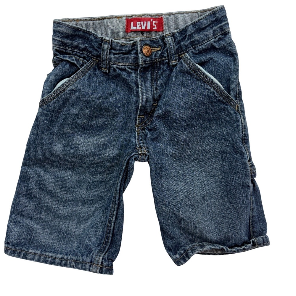 Levi's Carpenter Shorts Kids 4 Regular Blue Denim Utility Hammer Loop Casual
